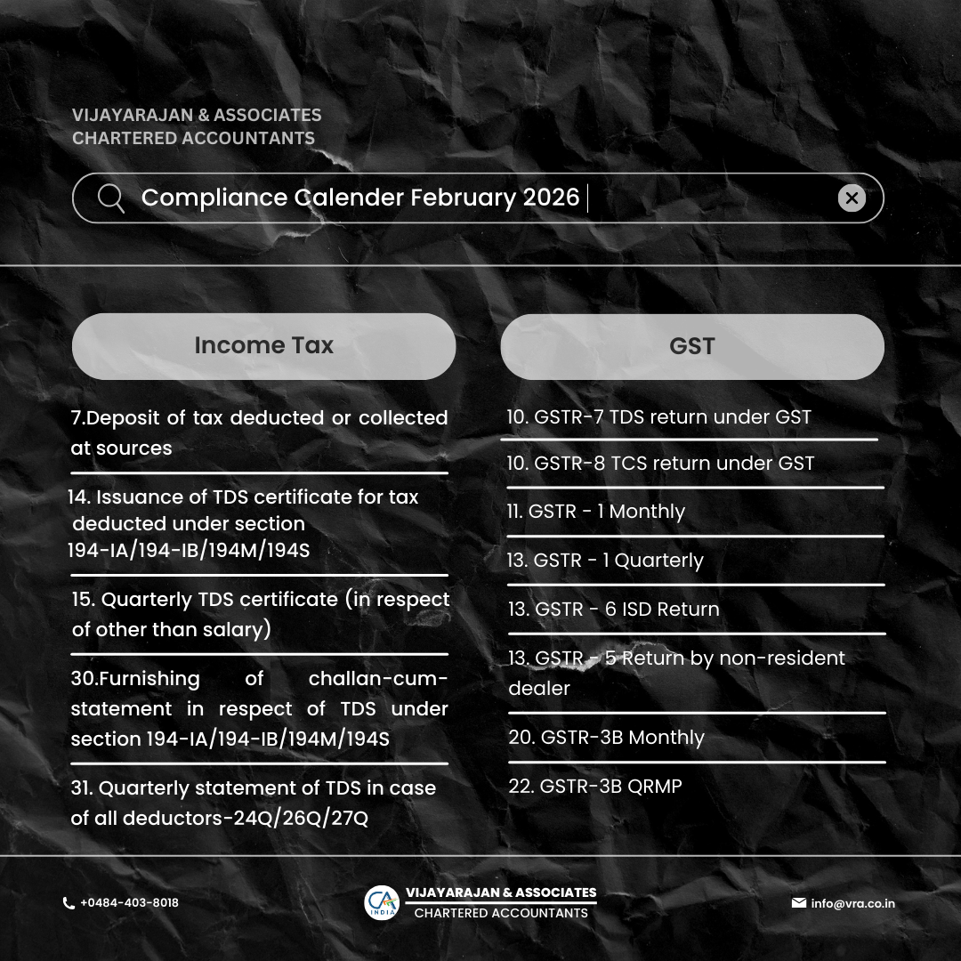 February 2026 Compliance Calendar – Key Tax, GST & Regulatory Deadlines - Cover Image