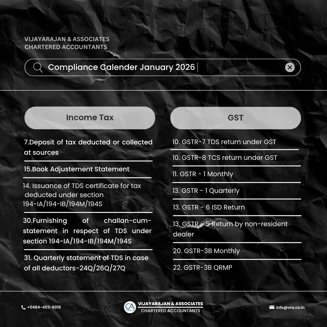 January 2026 Compliance Calendar – Key Tax, GST & Regulatory Deadlines - Cover Image