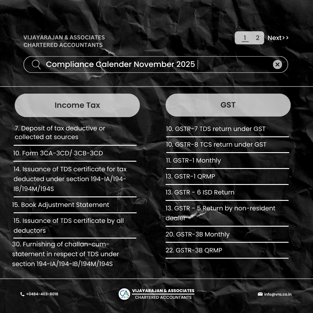 November 2025 Compliance Calendar – Key Tax, GST & Regulatory Deadlines - Cover Image